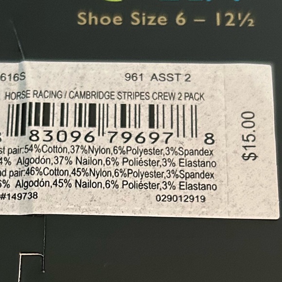 Gold toe Men’s Casual Crew Socks 2 Pack Horse Racing Cambridge Stripe NWT - Picture 3 of 4